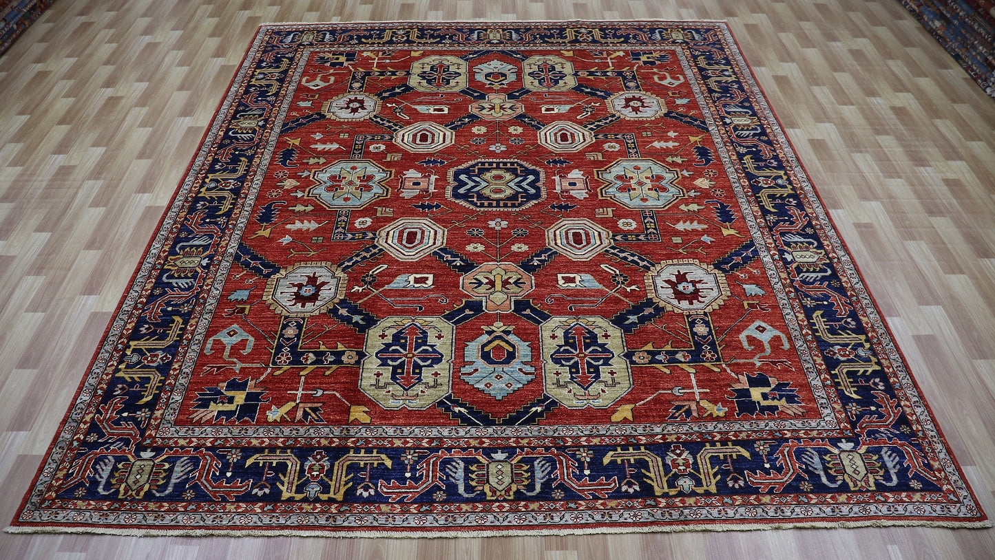 8x10 Ft Red Oriental Area Rug, Afghan Hand Knotted Wool Traditional Rectangle Carpet, Rugs For Living Room, Bedroom Rug, Dining Table Rug