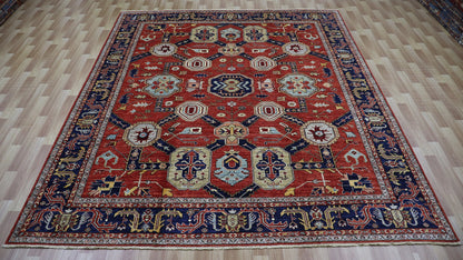 8x10 Ft Red Oriental Area Rug, Afghan Hand Knotted Wool Traditional Rectangle Carpet, Rugs For Living Room, Bedroom Rug, Dining Table Rug