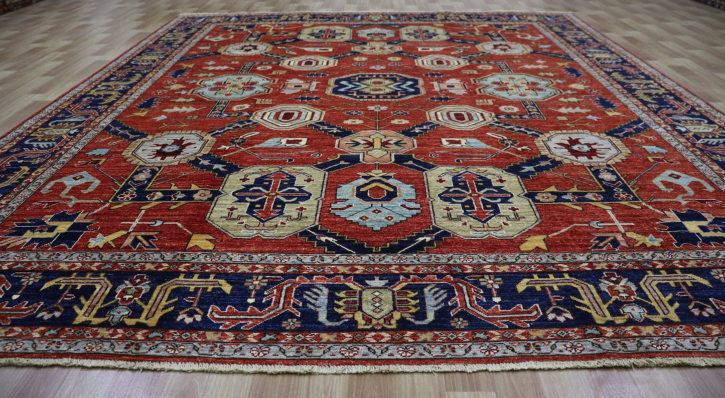 8x10 Ft Red Oriental Area Rug, Afghan Hand Knotted Wool Traditional Rectangle Carpet, Rugs For Living Room, Bedroom Rug, Dining Table Rug