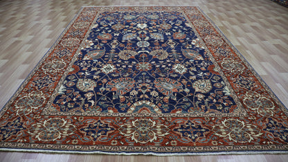 6x9 Ft Floral Bidjar Area Rug, Blue Afghan High Quality Hand Knotted Wool Rectangle Carpet, Living Room Rug, Bedroom Rug, Dining Table Rug