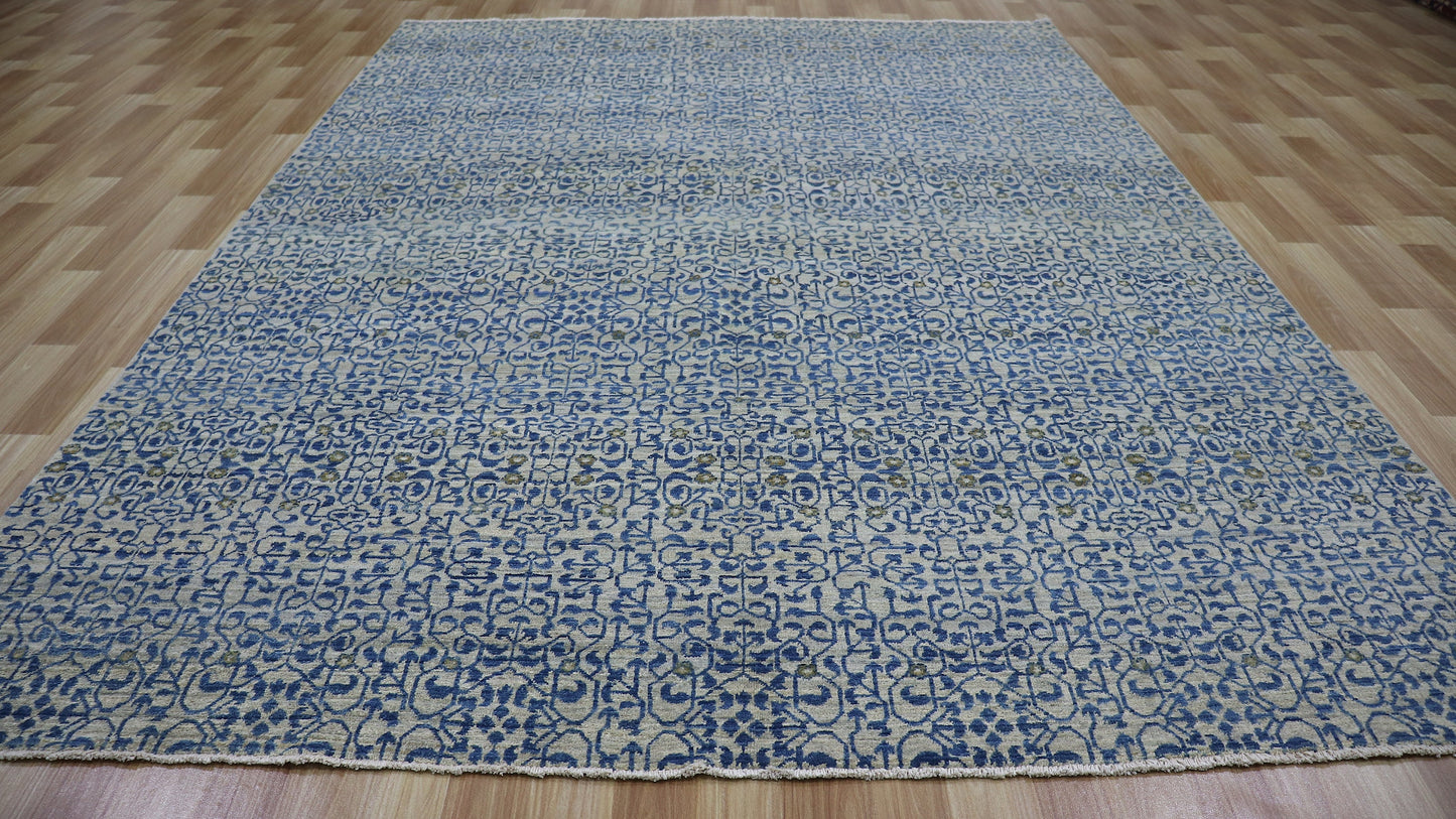 6x9 ft Transitional Gabbeh Area Rug, Blue Afghan Hand Knotted Wool Abstract Rectangle Carpet, Living Room Rug, Bedroom Rug, Dining Table Rug