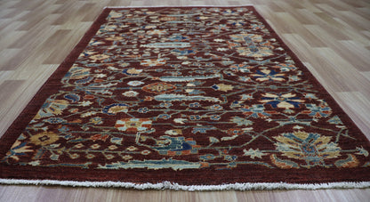 3x5 ft Floral Small Area Rug, Afghan Hand Knotted Wool Traditional Rectangle Carpet, Rugs For Entryway, Kitchen Rug, Bathroom Rug, Foyer Rug