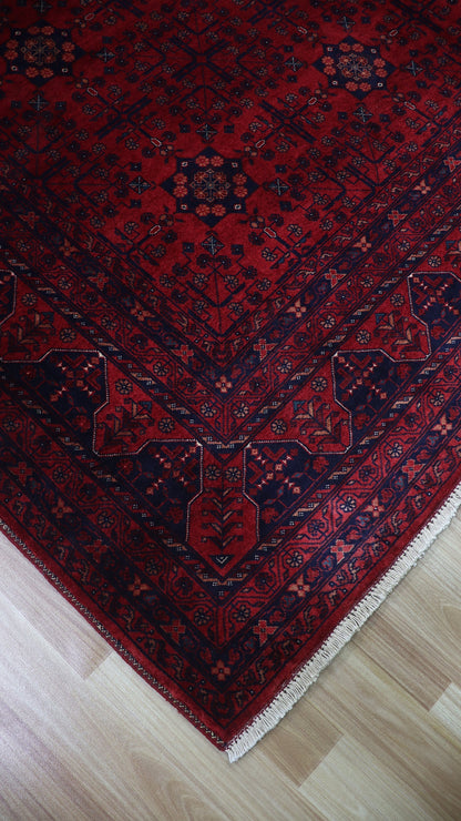 5x7 Ft Oriental Bokhara Area Rug, Red Afghan Hand Knotted Wool Traditional Rectangle Carpet, Rugs For Living Room, Bedroom Rug, Kitchen Rug