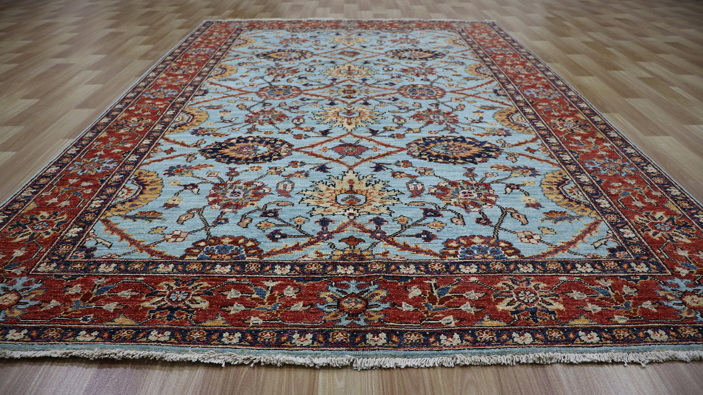 5x8 Ft Oriental Bidjar Area Rug, Blue Afghan Hand Knotted Wool Traditional Rectangle Carpet, Living Room Rug, Bedroom Rug, Dining Table Rug