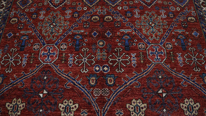 5x8 ft Red Oriental Area Rug, Afghan Hand Knotted Wool Traditional Rectangle Carpet, Rugs For Living Room, Bedroom Rug, Dining Table Rug