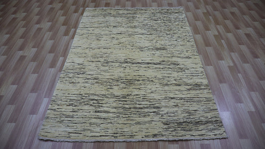 5x7 ft Beige Abstract Gabbeh Area Rug, Afghan Hand Knotted Wool Transitional Rectangle Carpet, Rug For Living Room, Bedroom Rug, Kitchen Rug