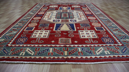 5x8 Ft Oriental Area Rug, Red Afghan Hand Knotted Wool Traditional Rectangle Carpet, Rugs For Living Room, Bedroom Rug, Dining Table Rug