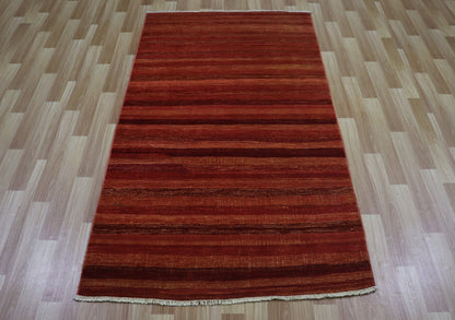 3x6 Ft Striped Gabbeh Small Area Rug, Red Afghan Hand Knotted Wool Traditional Rectangle Carpet, Rug For Entryway, Kitchen Rug, Bathroom Rug