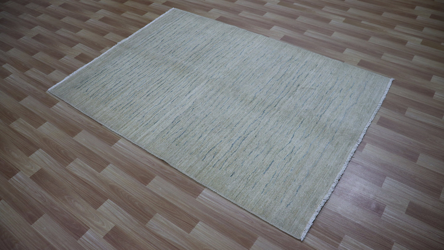 4x6 ft Beige Abstract Gabbeh Area Rug, Afghan Hand Knotted Wool Transitional Rectangle Carpet, Rugs For Living Room, Bedroom Rug, Office Rug