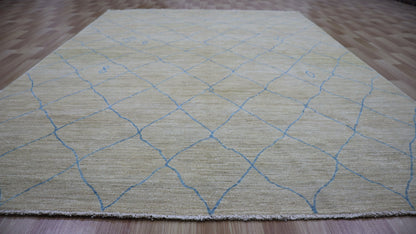 6x9 ft Beige Modern Gabbeh Area Rug, Afghan Hand Knotted Wool Transitional Rectangle Carpet, Living Room Rug, Bedroom Rug, Dining Table Rug