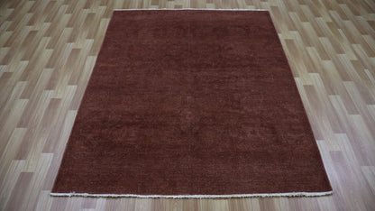 5x6 Ft Brown Transitional Area Rug, Afghan Hand Knotted Wool Abstract Rectangle Carpet, Rugs For Living Room, Bedroom Rug, Dining Table Rug