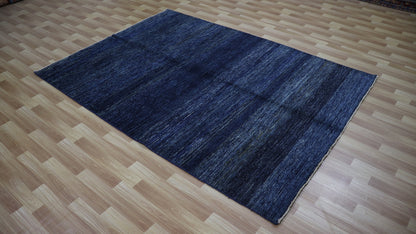 5x6 Ft Blue Plain Area Rug, Afghan Hand Knotted Wool Transitional Rectangle Carpet, Living Room Rug, Bedroom Rug, Kitchen Rug, Entryway Rug