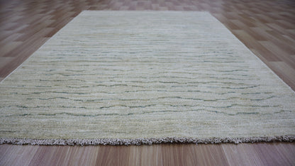 4x6 Ft Beige Plain Area Rug, Afghan Hand Knotted Wool Transitional Rectangle Carpet, Living Room Rug, Bedroom Rug, Entryway Rug, Kitchen Rug