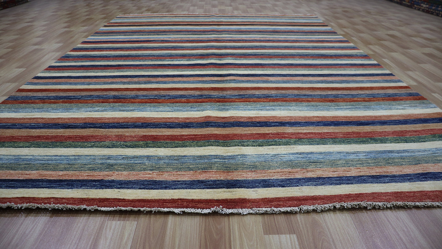 6x10 ft Striped Simple Area Rug, Afghan Hand Knotted Wool Transitional Rectangle Carpet, Rugs For Living Room, Bedroom Rug, Dining Table Rug