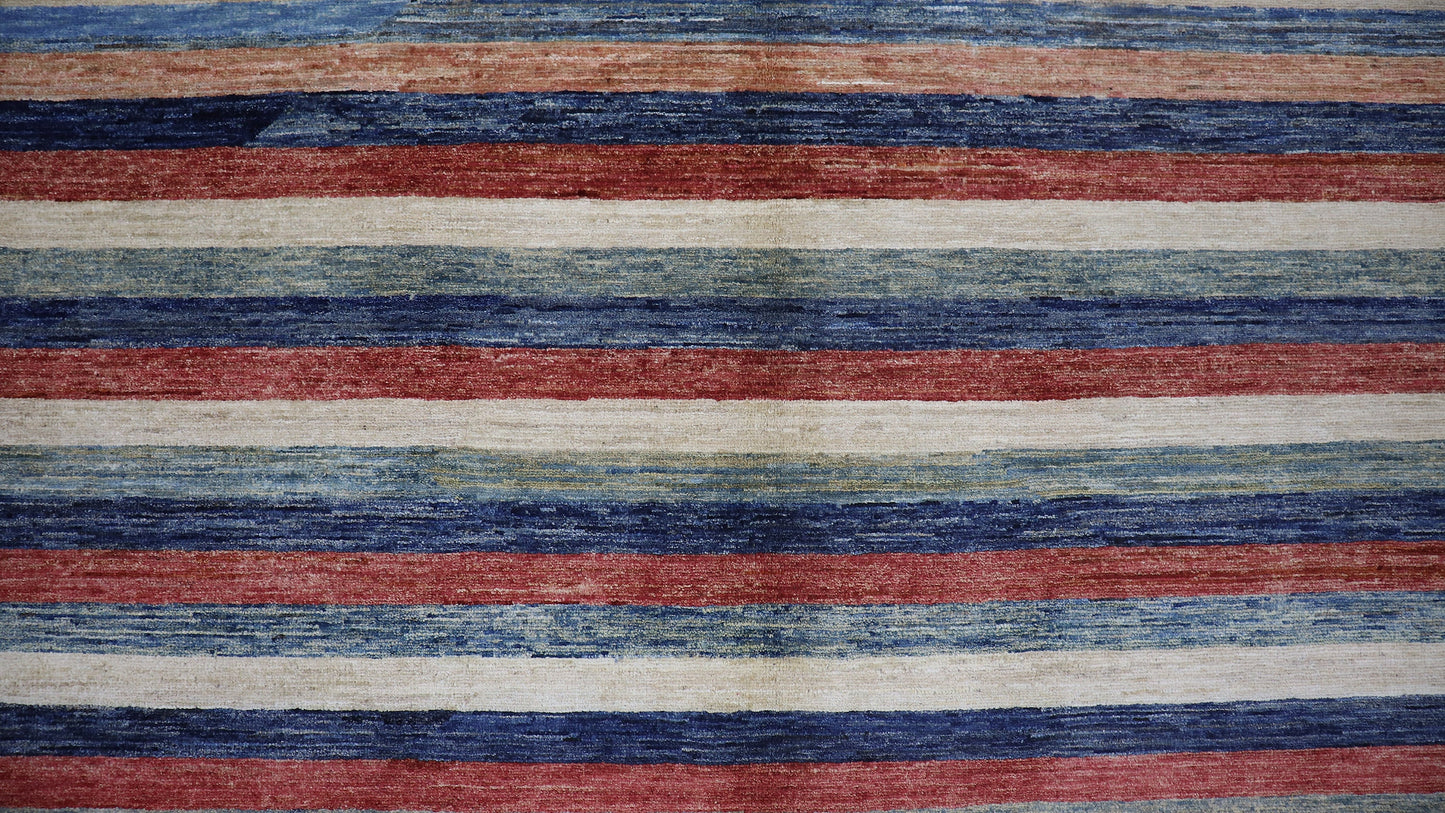 6x10 ft Striped Simple Area Rug, Afghan Hand Knotted Wool Transitional Rectangle Carpet, Rugs For Living Room, Bedroom Rug, Dining Table Rug