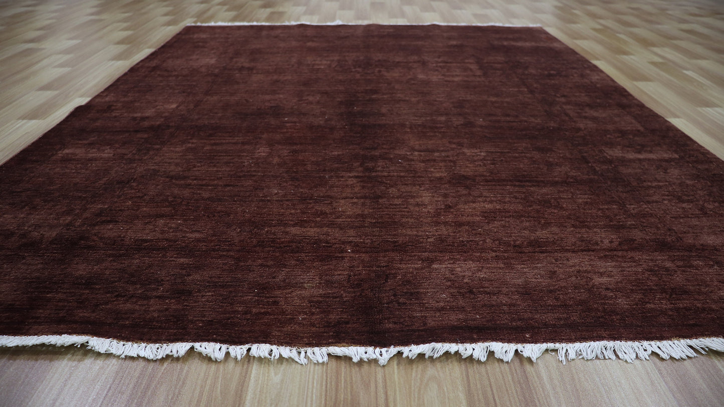 5x6 ft Brown Plain Area Rug, Afghan Hand Knotted Wool Transitional Rectangle Carpet, Rugs For Living Room, Bedroom Rug, Dining Table Rug