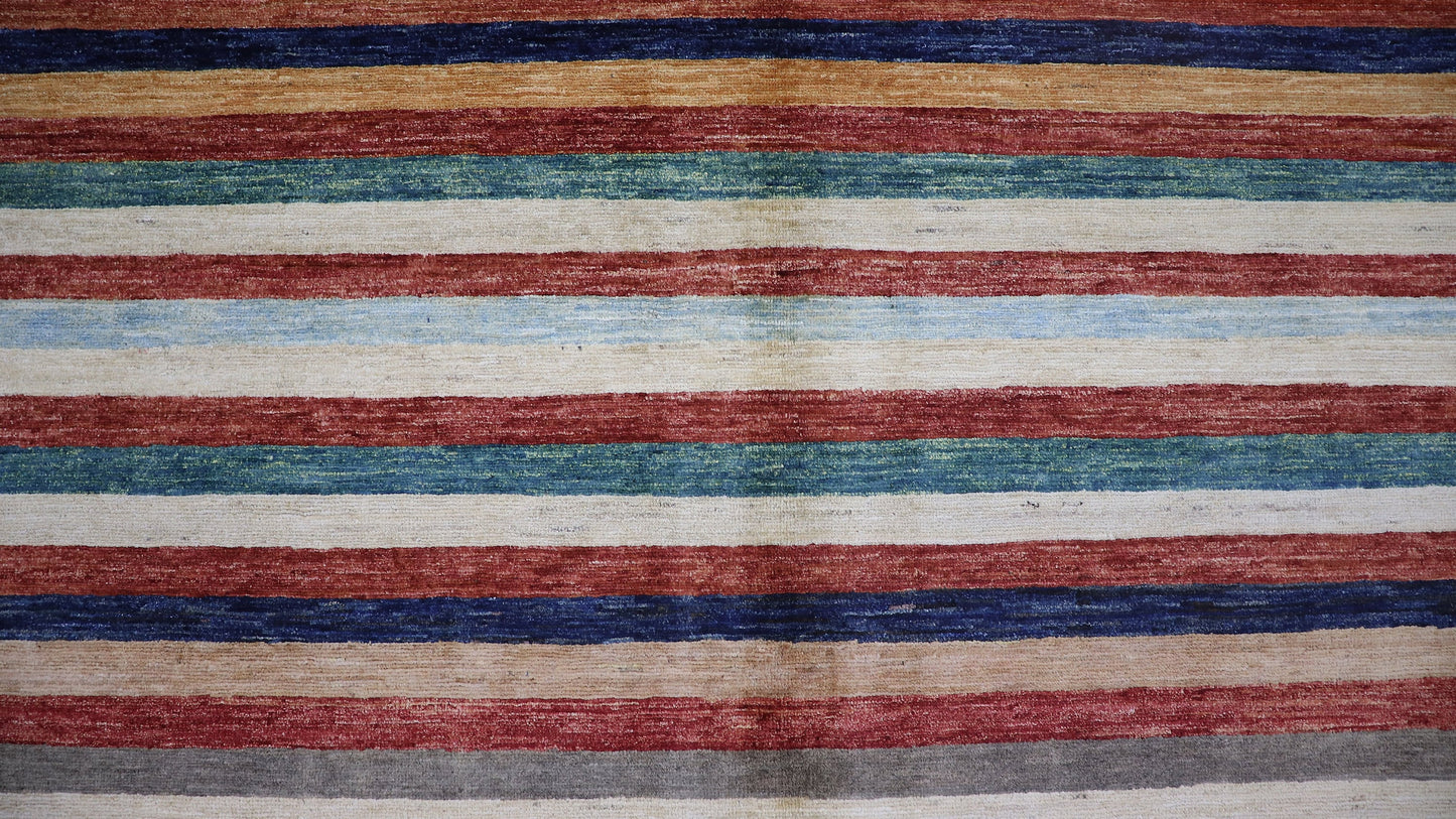 6x9 Ft Striped Plain Area Rug, Afghan Hand Knotted Wool Transitional Rectangle Carpet, Rugs For Living Room, Bedroom Rug, Dining Table Rug