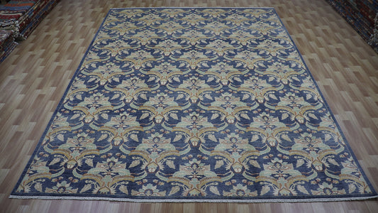 9x12 Ft Gray Floral Large Area Rug, Afghan Hand Knotted Wool Traditional Rectangle Carpet, Living Room Rug, Bedroom Rug, Dining Table Rug