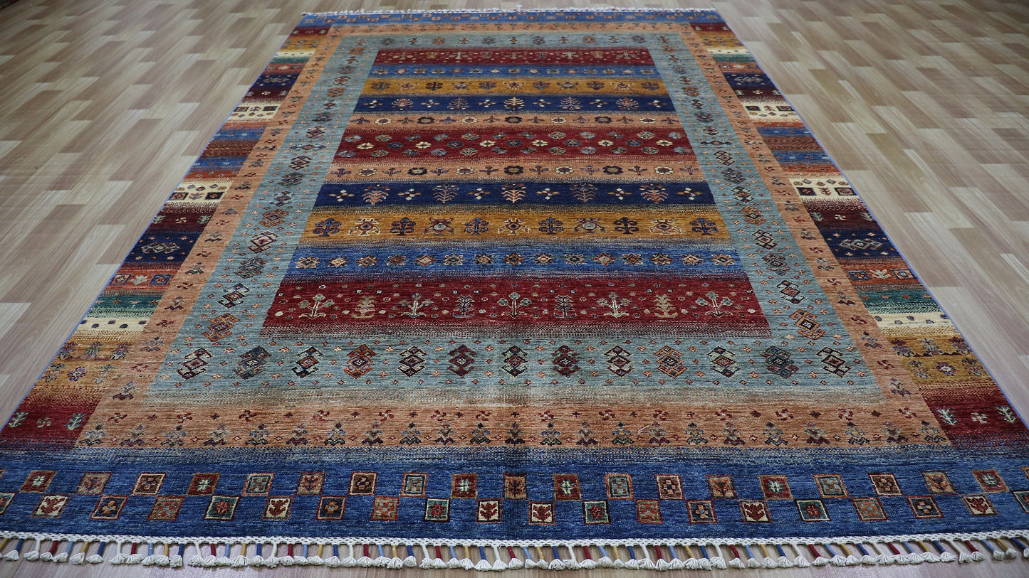 6x9 ft Tribal Gabbeh Area Rug, Afghan Hand Knotted Wool Traditional Rectangle Carpet, Rugs For Living Room, Bedroom Rug, Dining Table Rug