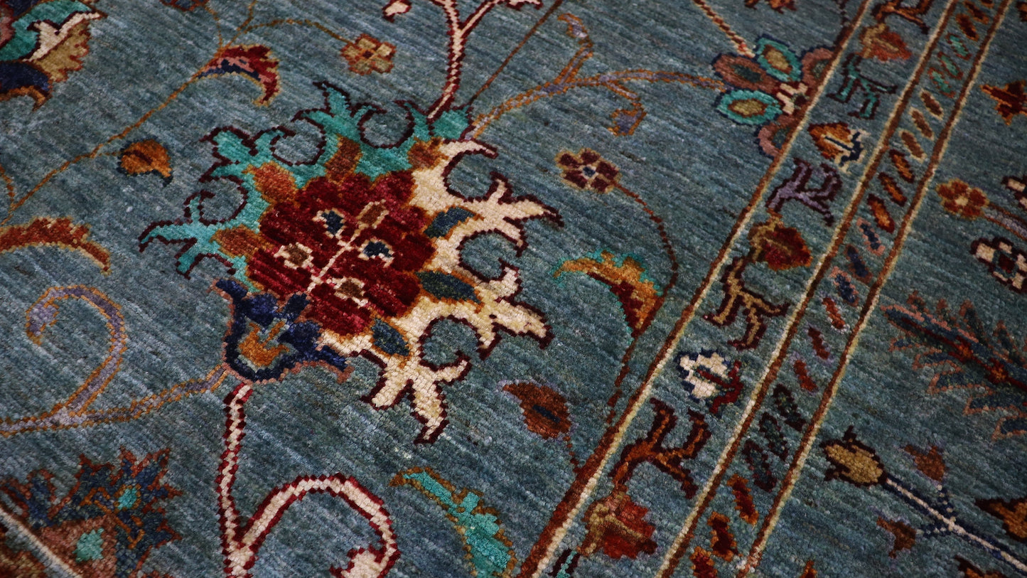 6x8 ft Blue Bidjar Area Rug, Afghan Hand Knotted Wool Traditional Rectangle Area Carpet, Rugs For Living Room, Bedroom Rug, Dining Table Rug