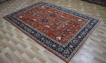 6x9 ft Oriental Area Rug, Red Afghan Hand Knotted Wool Traditional Carpet, Rugs For Living Room, Bedroom Rug, Dining Table Rug, Kitchen Rug