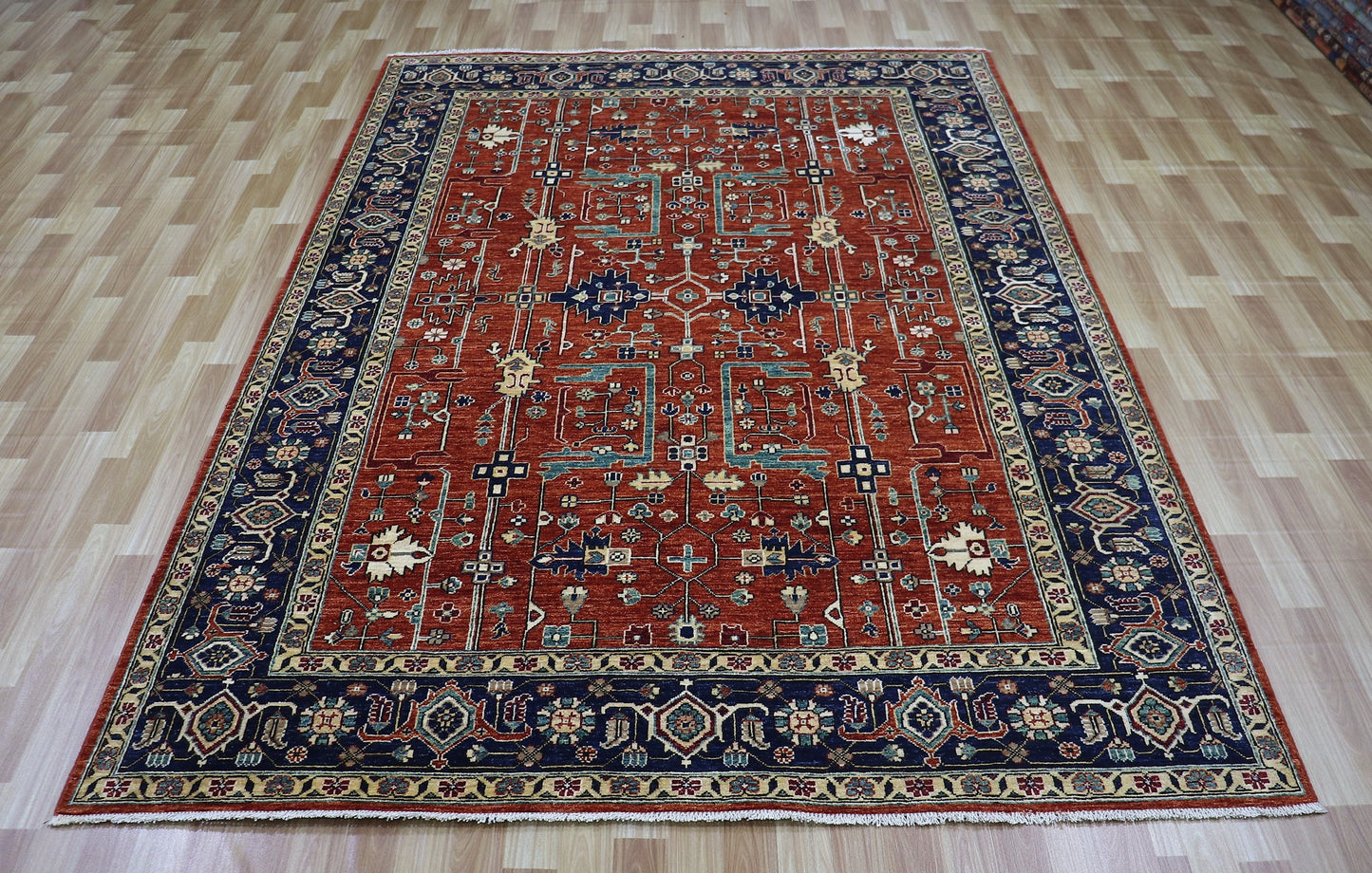 6x9 ft Oriental Area Rug, Red Afghan Hand Knotted Wool Traditional Carpet, Rugs For Living Room, Bedroom Rug, Dining Table Rug, Kitchen Rug