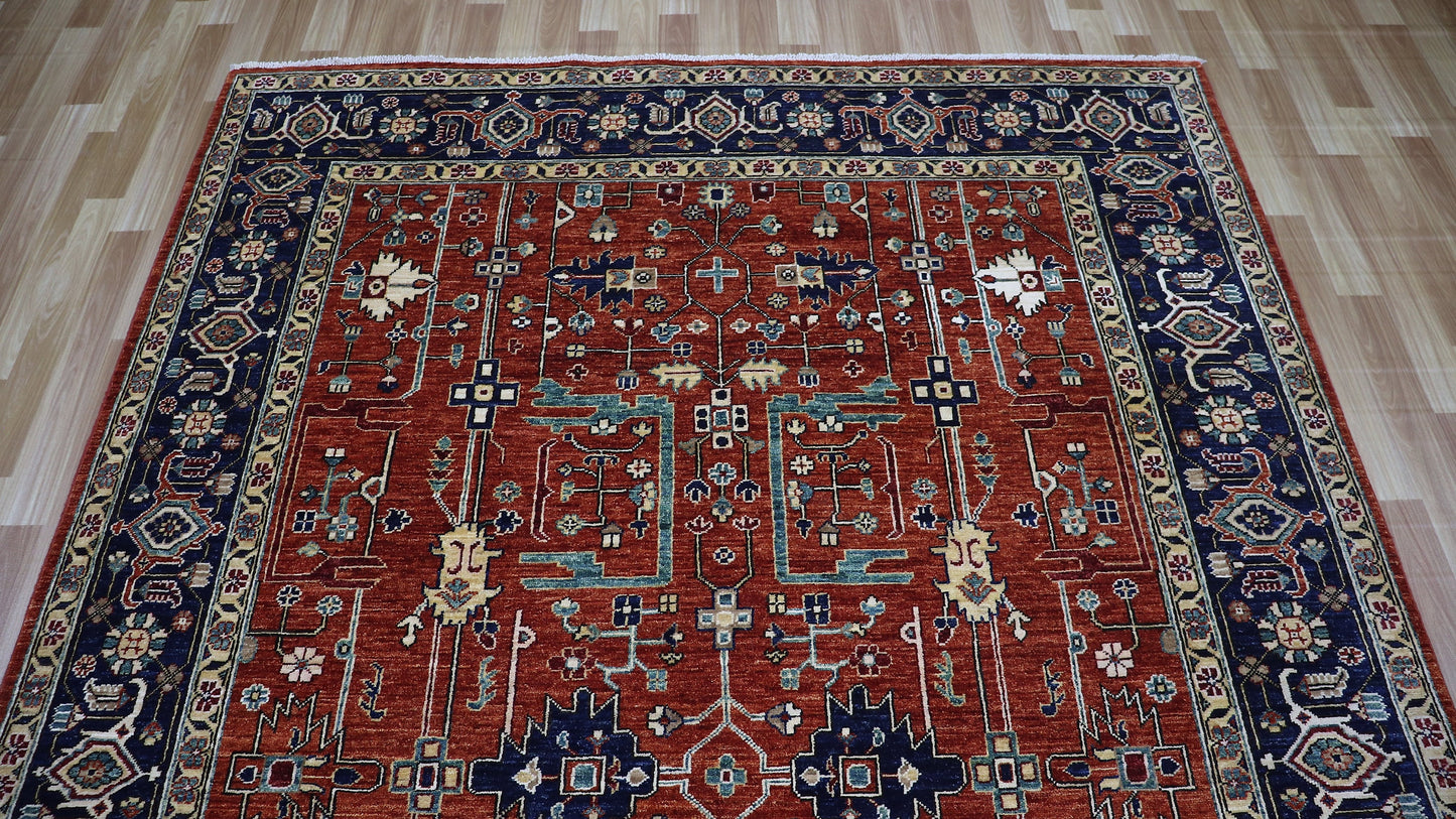 6x9 ft Oriental Area Rug, Red Afghan Hand Knotted Wool Traditional Carpet, Rugs For Living Room, Bedroom Rug, Dining Table Rug, Kitchen Rug