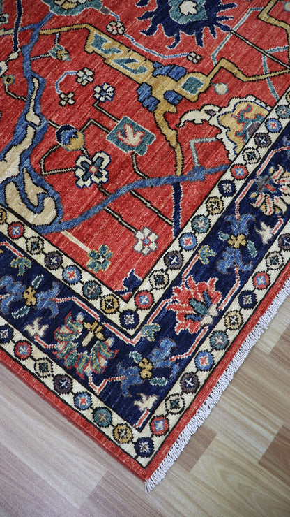 5x7 ft Arabesque Bidjar Area Rug, Red Afghan Hand Knotted Wool Traditional Carpet, Rugs For Living Room, Bedroom Rug, Dining Table Rug