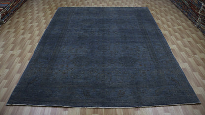 9x11 Ft Blue Gabbeh Transitional Large Area Rug, Afghan Hand Knotted Wool Rectangle Carpet, Living Room Rug, Bedroom Rug, Dining Table Rug