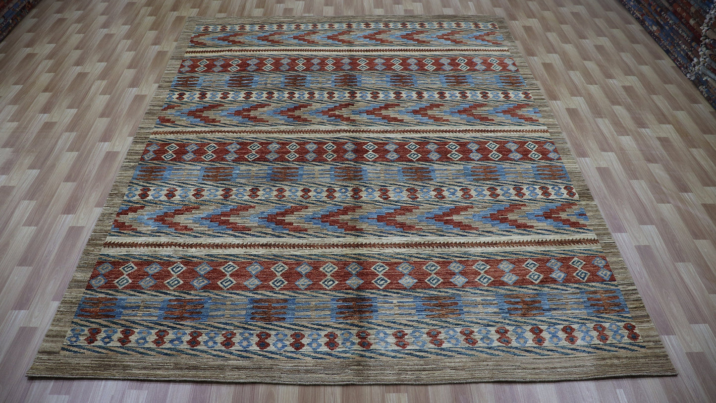 8x10 Ft Brown Gabbeh Area Rug, Afghan Hand Knotted Wool Traditional Rectangle Carpet, Rugs For Living Room, Bedroom Rug, Dining Table Rug