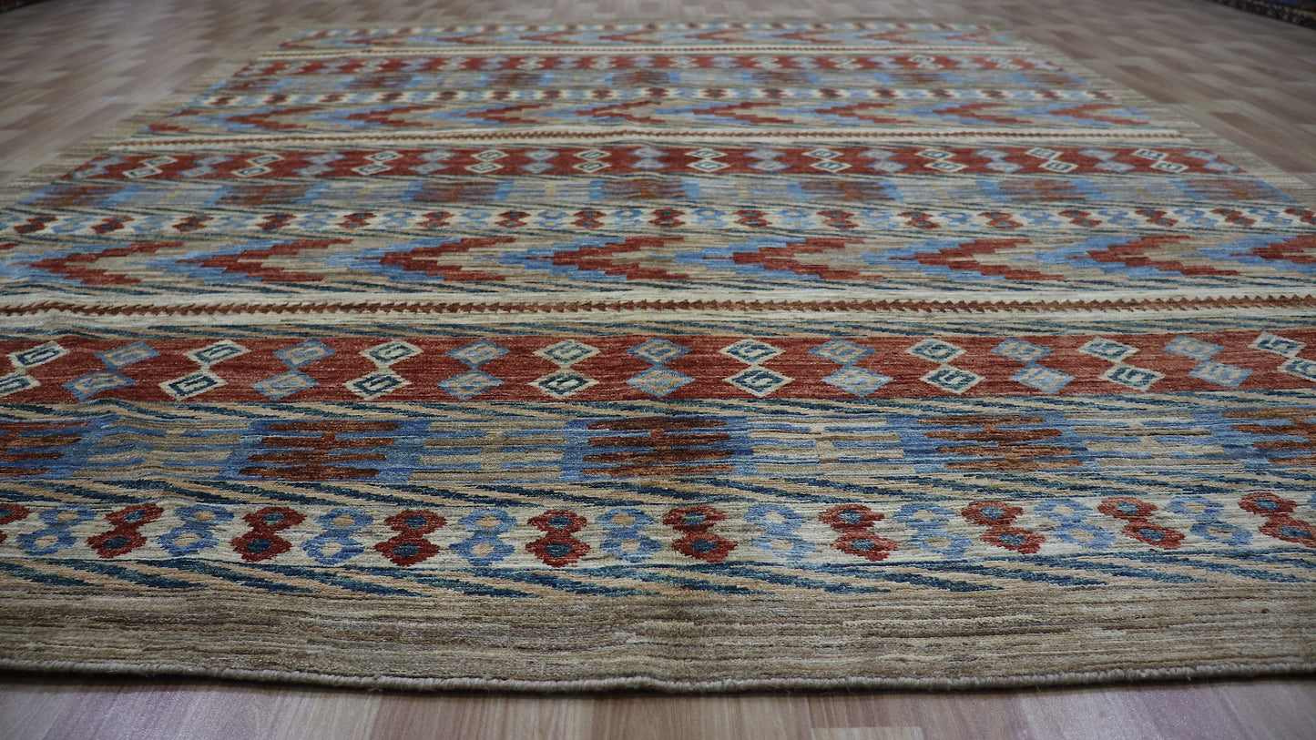 8x10 Ft Brown Gabbeh Area Rug, Afghan Hand Knotted Wool Traditional Rectangle Carpet, Rugs For Living Room, Bedroom Rug, Dining Table Rug