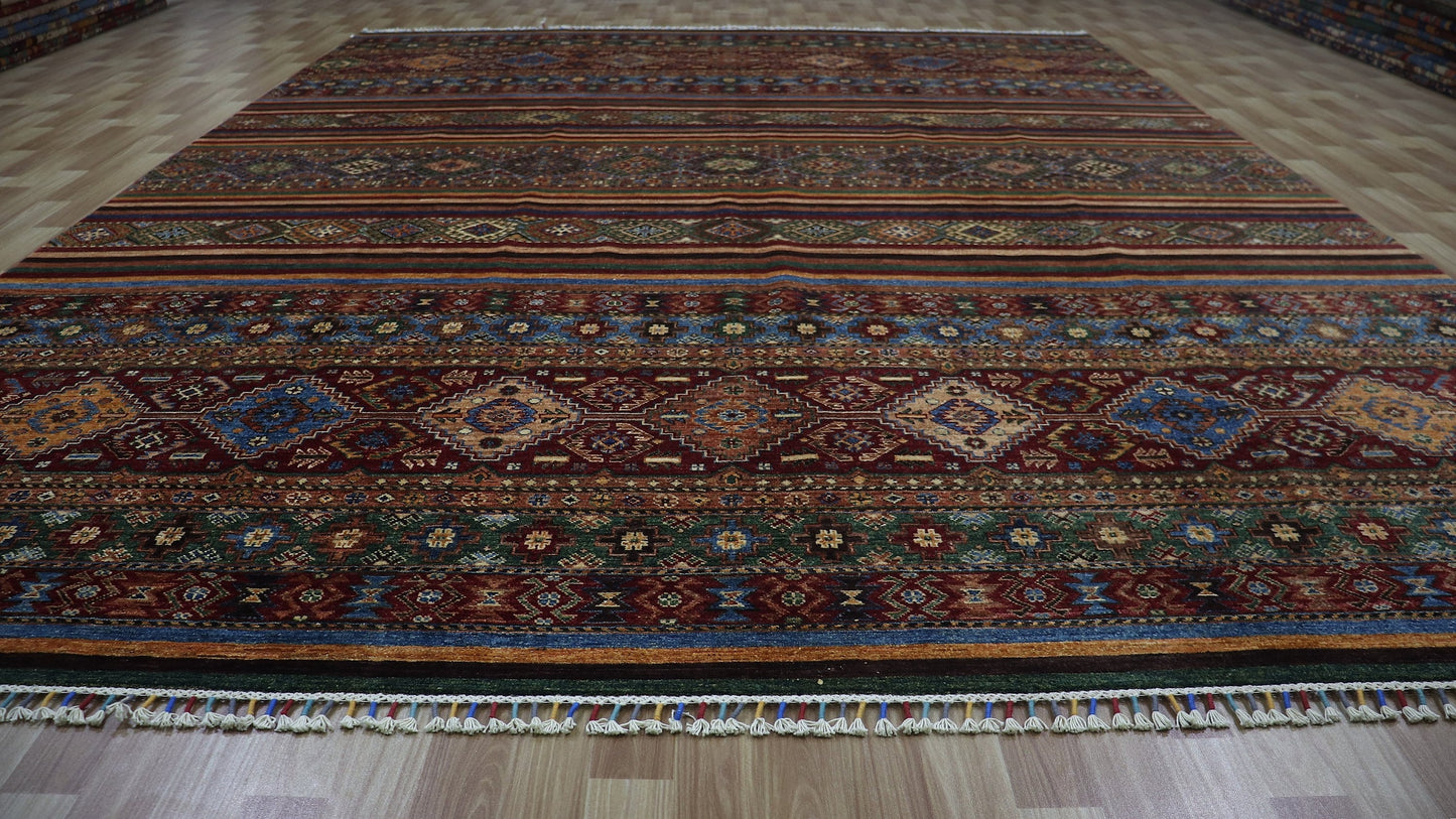 9x13 Ft Oriental Large Area Rug, Afghan Hand Knotted Wool Traditional Rectangle Carpet, Rugs For Living Room, Bedroom Rug, Dining Table Rug