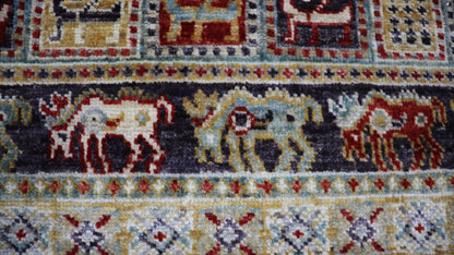 9x9 Ft Pazyryk Square Area Rug, Afghan Hand Knotted Wool Traditional Carpet, Rugs For Living Room, Bedroom Rug, Dining Table Rug, Animal Rug