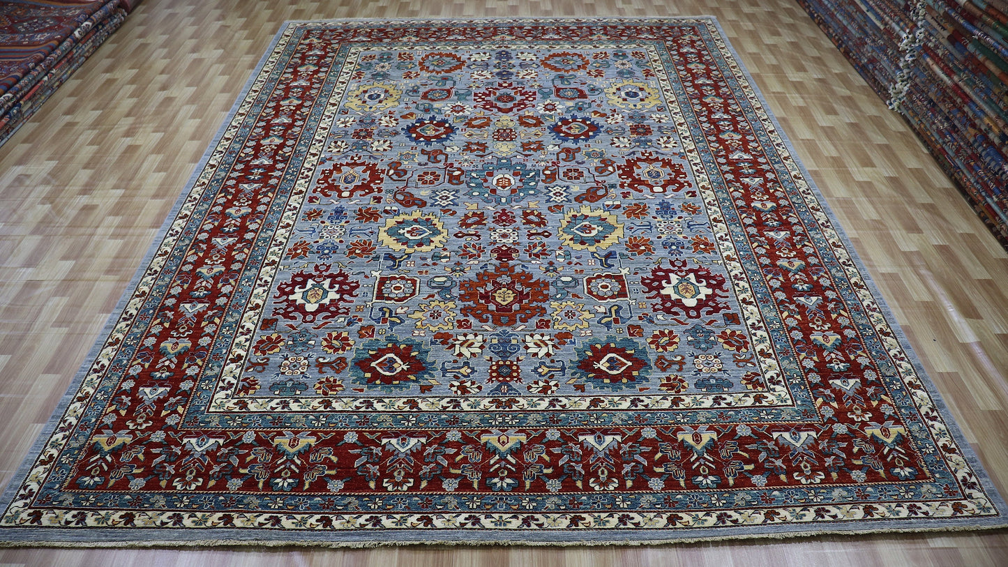 10x14 Ft Bidjar Harshang Area Rug, Gray Persian Hand Knotted Wool Traditional Carpet, Rugs For Living Room, Bedroom Rug, Dining Table Rug