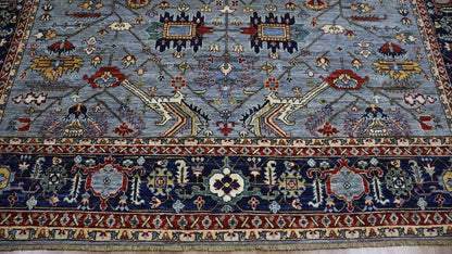 8x10 Ft Heriz Serapi Area Rug, Blue Persian Hand Knotted Wool Traditional Carpet, Rugs For Living Room, Bedroom Rug, Dining Table Rug Carpet