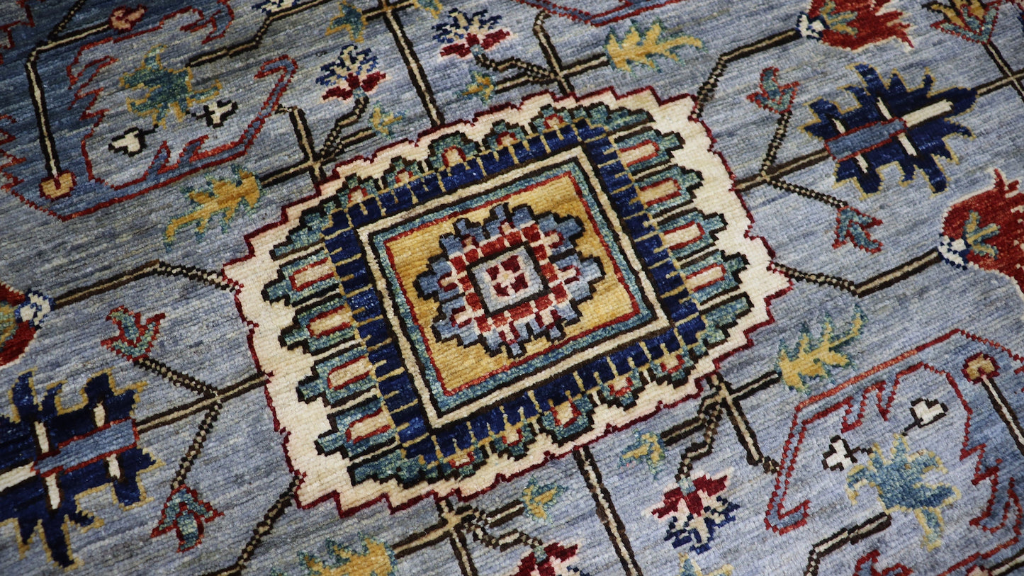 8x10 Ft Heriz Serapi Area Rug, Blue Persian Hand Knotted Wool Traditional Carpet, Rugs For Living Room, Bedroom Rug, Dining Table Rug Carpet