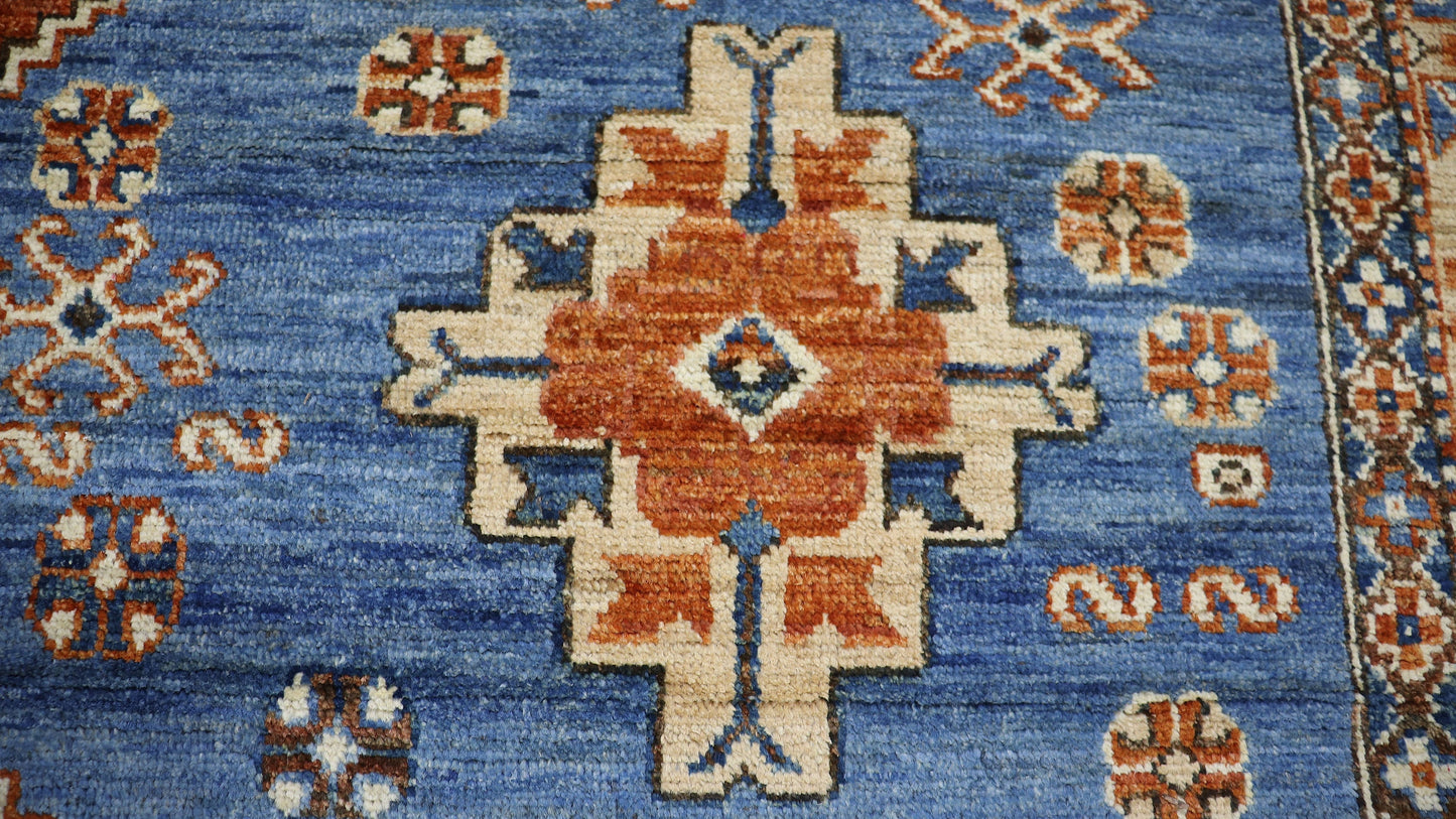 8x10 Ft Tribal Area Rug, Blue/Rust Red Afghan Hand Knotted Wool Traditional Carpet, Rugs For Living Room, Bedroom Rug, Dining Table Rug