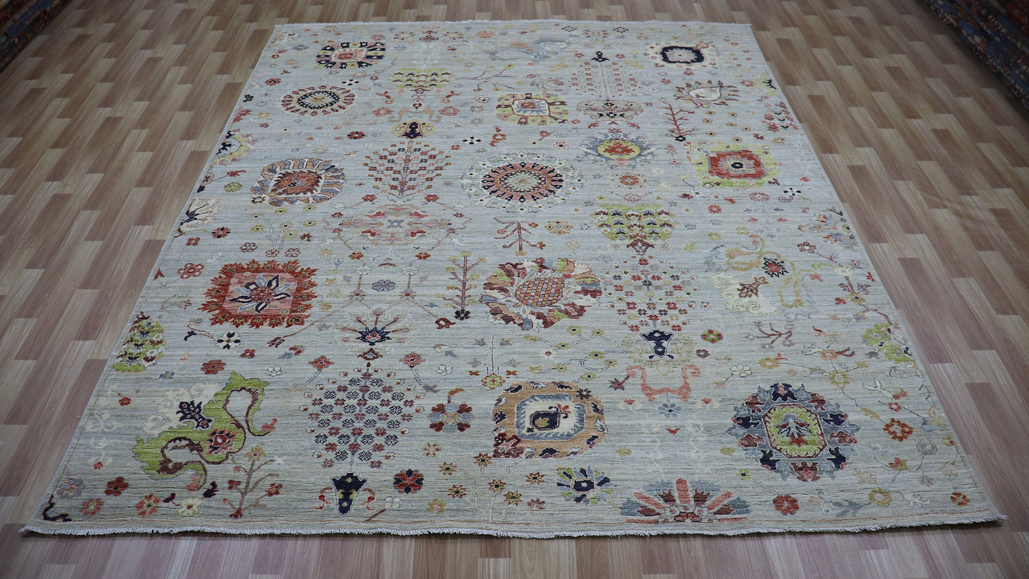 8x10 Ft Beige Floral Area Rug, Afghan Hand Knotted Wool Traditional Rectangle Carpet, Rugs For Living Room, Bedroom Rug, Dining Table Rug