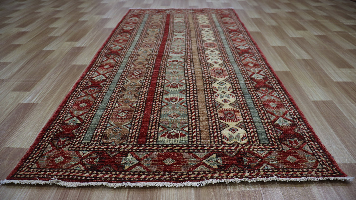 6 Ft Turkish Shawl Runner Rug, Red Hand Knotted Wool Traditional Rectangle Carpet, Rugs For Entryway, Hallway Rug, Kitchen Rug, Striped Rug