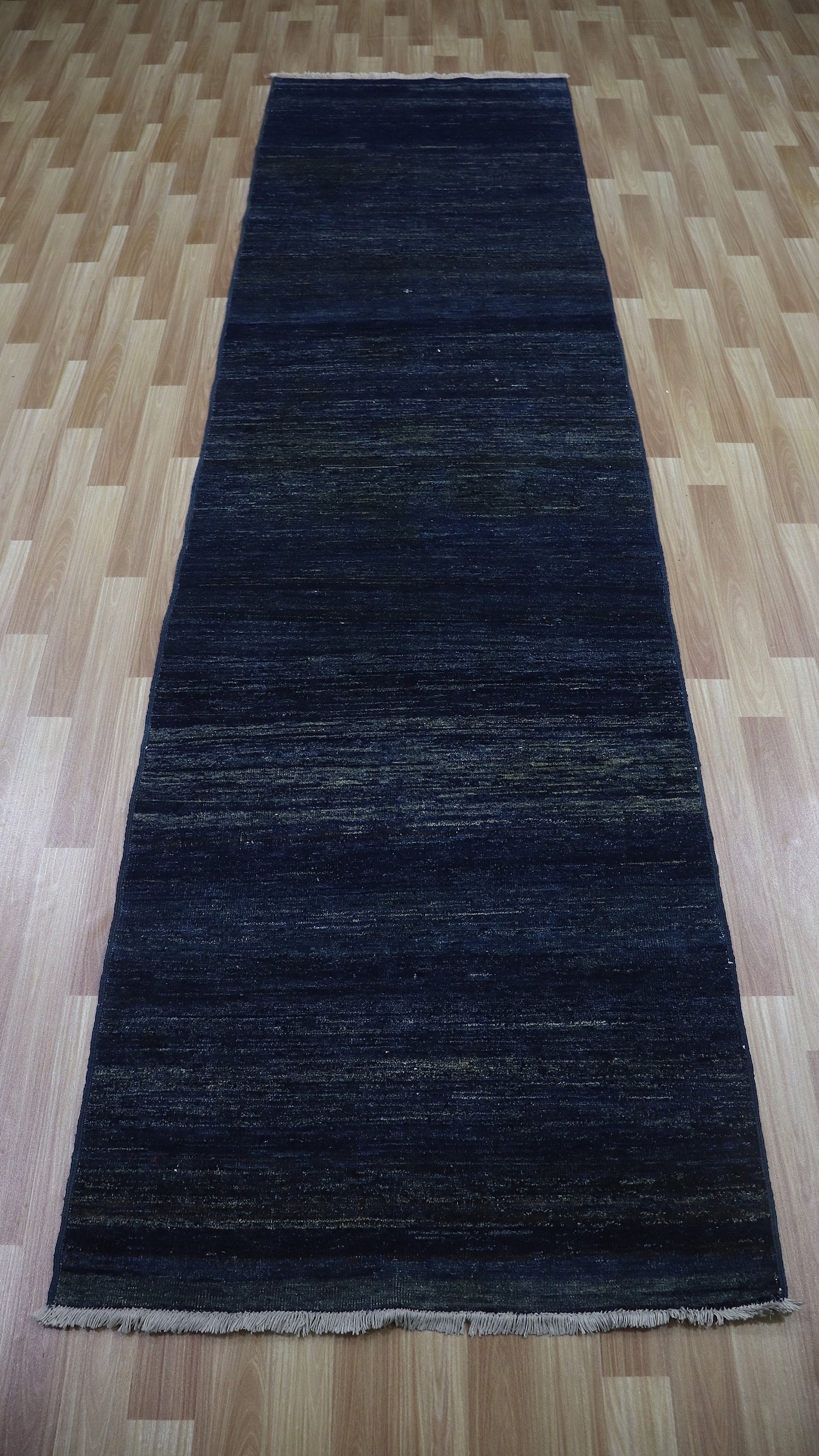 11 Ft Gabbeh Runner Rug, Navy Blue Afghan Hand Knotted Wool Traditional Rectangle Carpet, Entryway Rug, Hallway Rug, Kitchen Rug, Foyer Rug