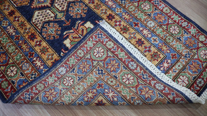 10 Ft Oriental Kazak Runner Rug, Afghan Hand Knotted Wool Traditional Rectangle Carpet, Entryway Rug, Hallway Rug, Kitchen Rug, Foyer Rug