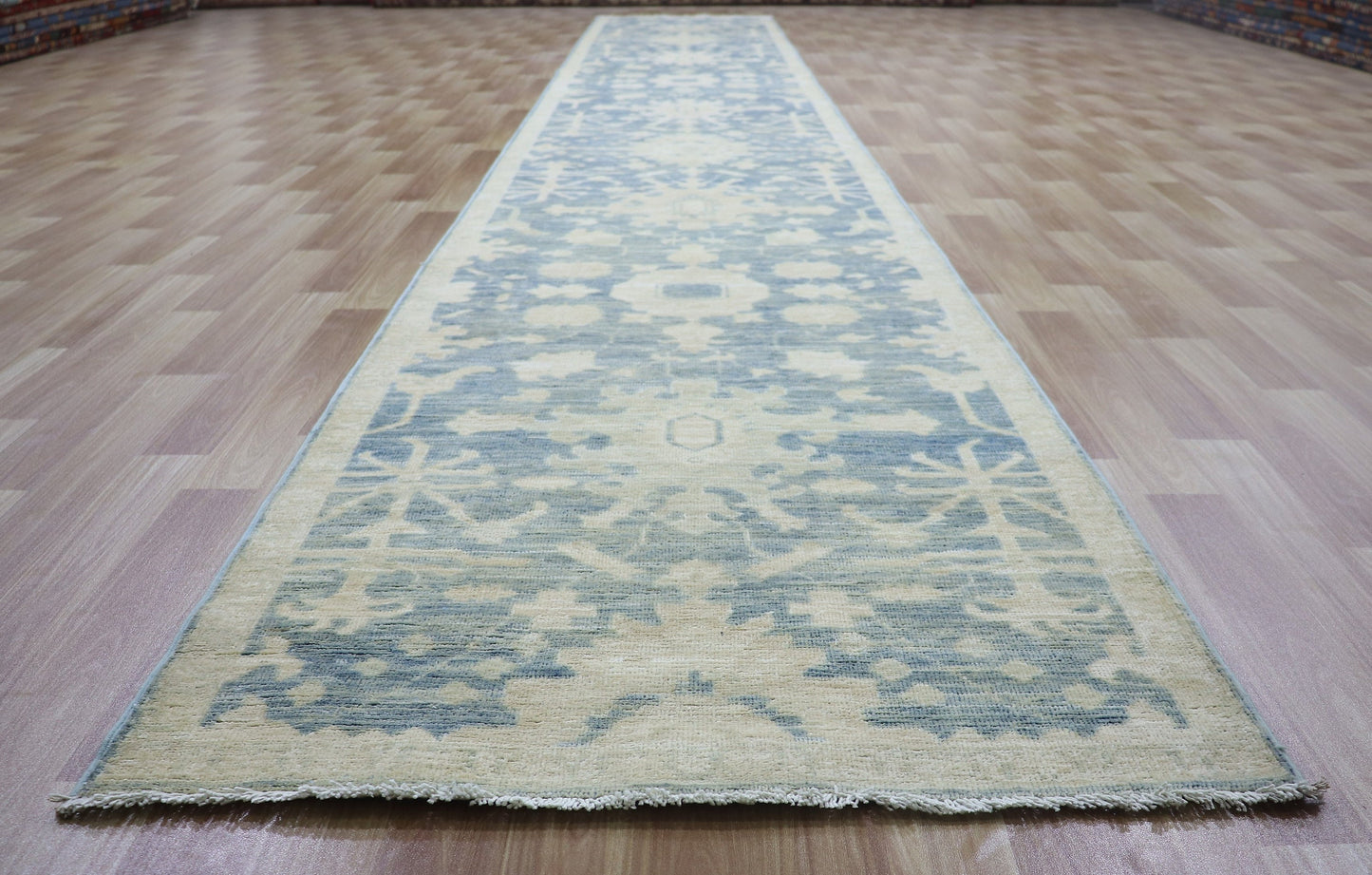 18 Ft Bidjar Long Runner Rug, Beige Afghan Hand Knotted Wool Traditional Rectangle Carpet, Entryway Rug, Hallway Rug, Kitchen Rug, Foyer Rug