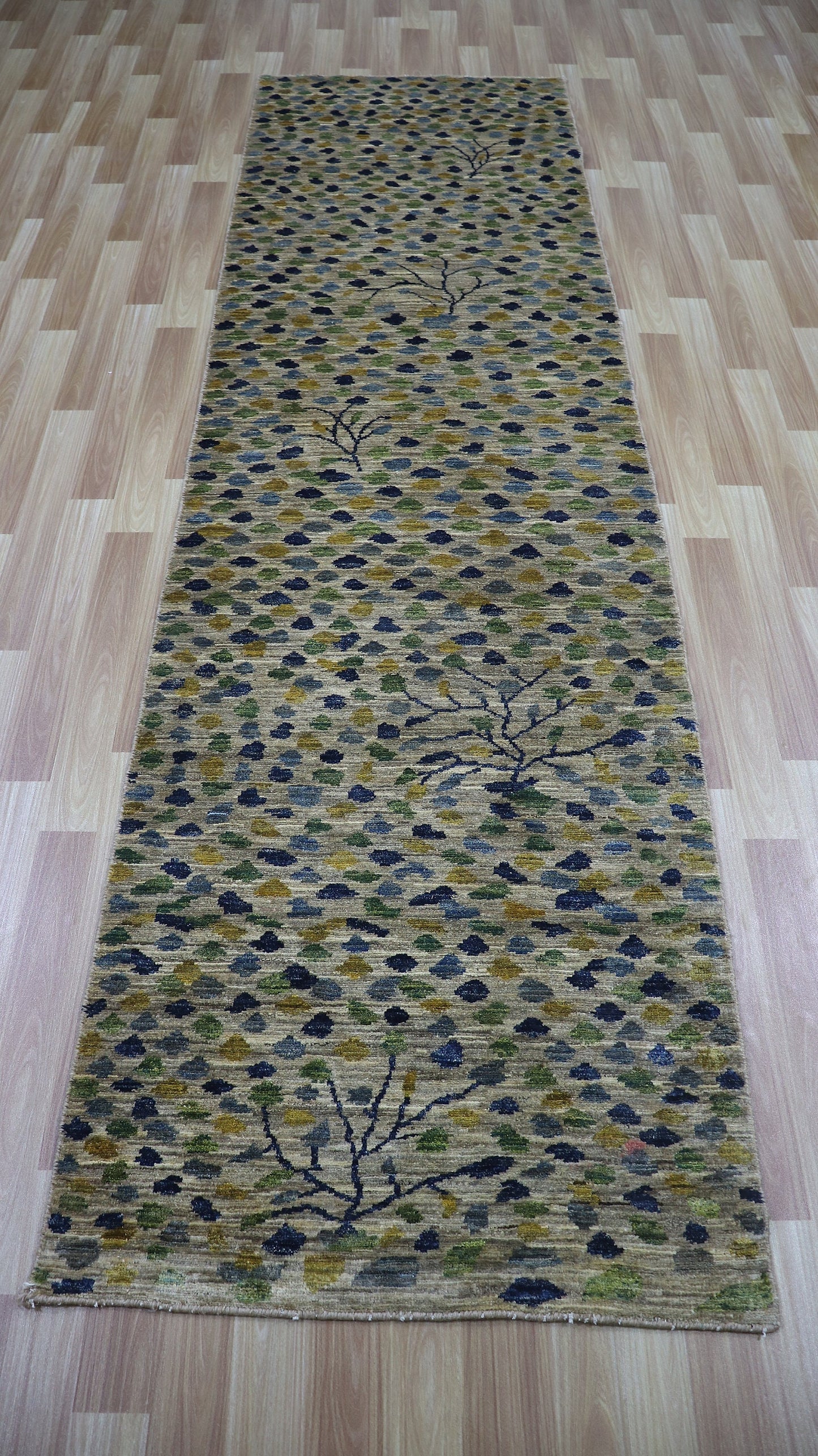 10 Ft Gabbeh Runner Rug, Multicolor Afghan Hand Knotted Wool Traditional Rectangle Carpet, Entryway Rug, Hallway Rug, Kitchen Rug, Foyer Rug