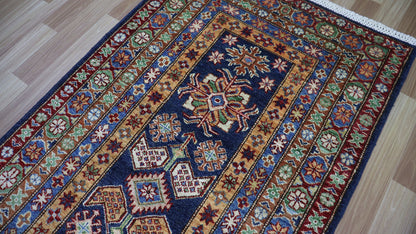 10 Ft Oriental Kazak Runner Rug, Afghan Hand Knotted Wool Traditional Rectangle Carpet, Entryway Rug, Hallway Rug, Kitchen Rug, Foyer Rug