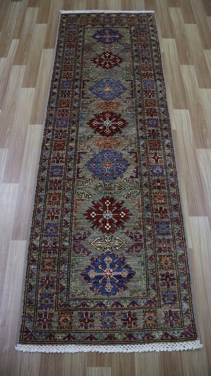 6 Ft Oriental Kazak Runner Rug, Afghan Hand Knotted Wool Traditional Rectangle Carpet, Entryway Rug, Hallway Rug, Kitchen Rug, Foyer Rug