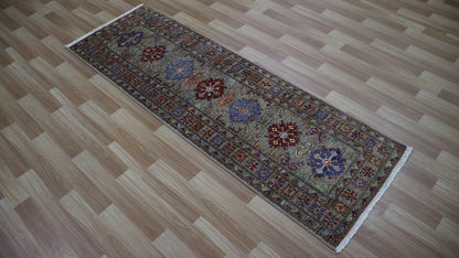 6 Ft Kazak Oriental Runner Rug, Afghan Hand Knotted Wool Traditional Rectangle Carpet, Entryway Rug, Hallway Rug, Kitchen Rug, Foyer Rug