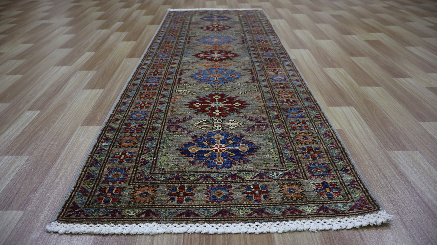 6 Ft Kazak Oriental Runner Rug, Afghan Hand Knotted Wool Traditional Rectangle Carpet, Entryway Rug, Hallway Rug, Kitchen Rug, Foyer Rug