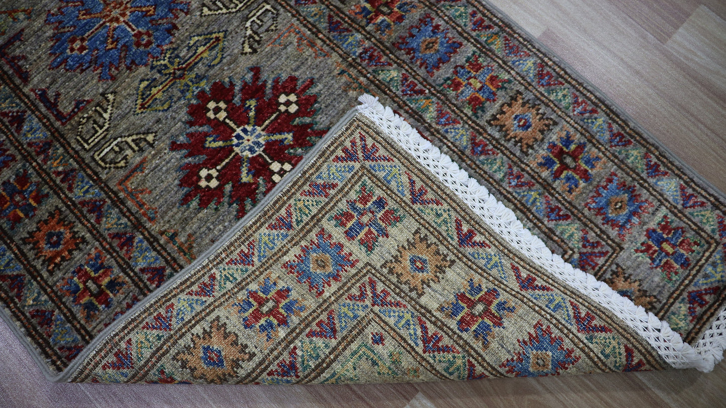 6 Ft Kazak Oriental Runner Rug, Afghan Hand Knotted Wool Traditional Rectangle Carpet, Entryway Rug, Hallway Rug, Kitchen Rug, Foyer Rug