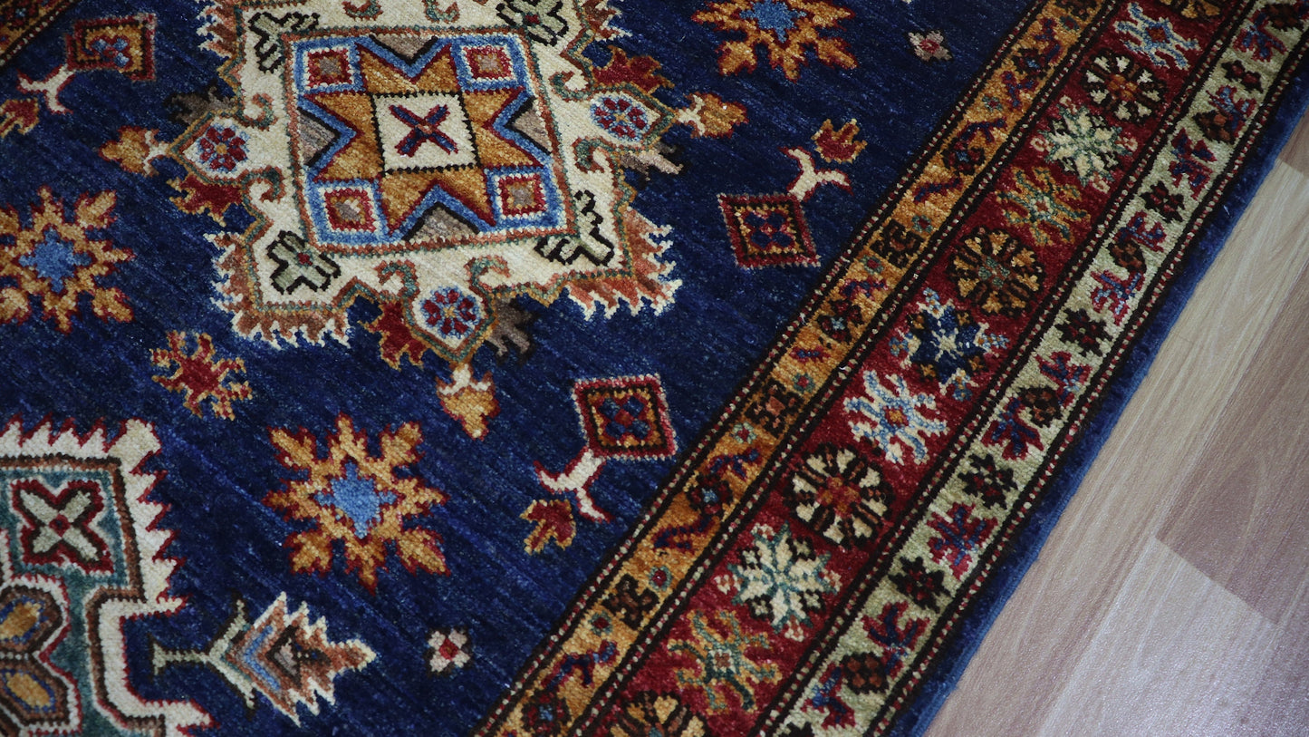 10 Ft Kazak Oriental Runner Rug, Afghan Hand Knotted Wool Traditional Rectangle Carpet, Entryway Rug, Hallway Rug, Kitchen Rug, Foyer Rug