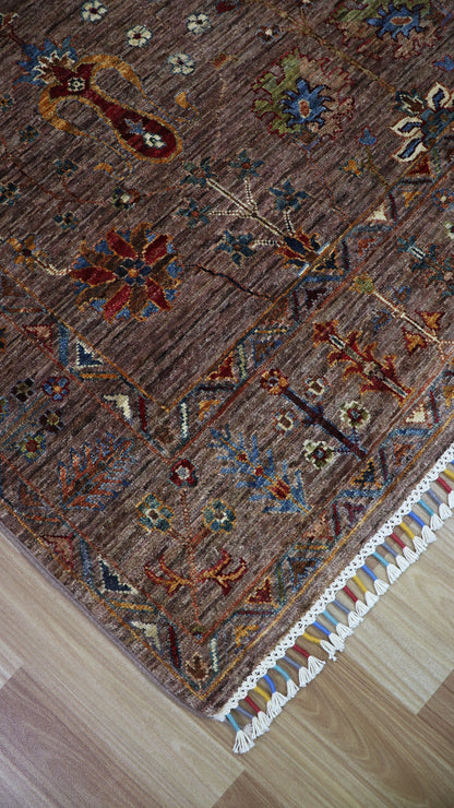 5x7 ft Bidjar Area Rug, Brown Afghan Hand Knotted Wool Traditional Carpet, Rugs For Living Room, Bedroom Rug, Dining Table Rug, Kitchen Rug